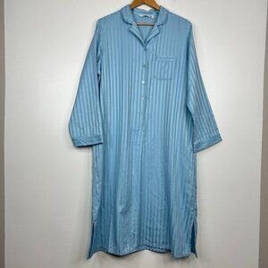 Frou Frou Lingerie Long Sleeve Sleepdress Pajama Nightgown Blue Stripe Size XL